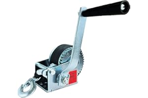 QMCAHCE Heavy Duty Hand Winch Boat Trailer Winch Strap, (with 20ft Polyester Strap), Crank Traction Winch, Hardened Steel 2 Speed Hand Winch, Two Way Ratchet Hand Winch for Trailer ATV UTV Boats