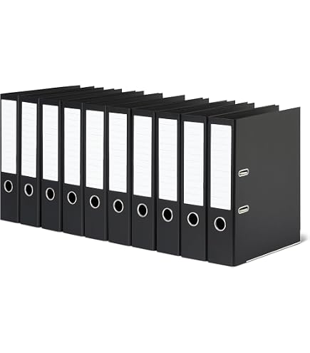 Lot De 10 Classeurs Marbre Nuageux A4 8cm - Recyclés Fabriqués En Allemagne Noir