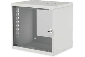 Intellinet Network Cabinet, Wall Mount (Basic), 9U, 400 mm Deep, Grey, Flatpack, Max 50 kg, Glass Door, 19 Inch, Three Year Warranty