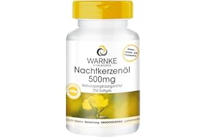 ‎WARNKE VITALSTOFFE Nachtkerzenöl 500mg - 250 Softgel - Kaltgepresst - Linolsäure - Gamma-Linolensäure - natürliches Vitamin E - Großpackung | Warnke Vitalstoffe - Deutsche Apothekenqualität