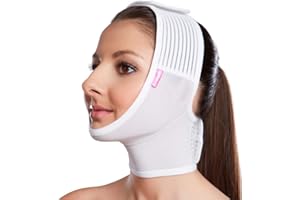 LIPOELASTIC- FM extra- Post Surgical Chin and Neck Lifting Compression Mask for Women and Men with Velcro fastener, Jowl Tightening (Large)