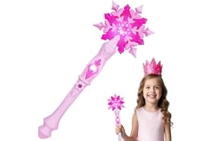 AUYAO Varita Mágica de Princesa, Varita Luminosa de Copo de Nieve, Varita de Hadas, Regalos de Cumpleaños para Niñas Accesorios de Cosplay Fiesta Navidad(Rosa)