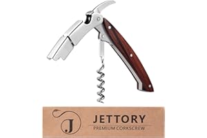 Jettory Kellnermesser - Professioneller Weinöffner & Flaschenöffner Korkenzieher mit integriertem Folienmesser und Bierflaschenöffner, elegant und robust.