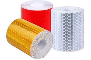 Reflective Tape 3PCS Wanxida Ruban Réfléchissant Ruban Adhésif de Réflecteur Sécurité Avertissement Visibilité Nuit avec Flèche Nid D'abeille 5cm x 3m