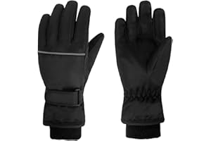 HNGEMSY Waterproof Kids Gloves Winter Cold Weather Fleece Lined Thermal Warm PU Palm Snow Ski Cycling Glove for Age1-13 Boys Girls Kid Boy Toddler Girl Children Skiing Snowboarding