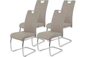 ‎HELA TISCHE Flora Swinging Chair Set Artificial Leather with Handle Recessed Chrome-Plated Metal Frame 42 x 57 x 98 cm