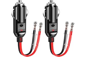 BOTHFOX 2 Pack Car Cigarette Lighter Male Plug 12V/24V Female Socket Extension Cable with Leads LED Lighter Adapter Heavy Duty Power Supply Cord Waterproof 10A Fuse for Car Vehicle Motorcycle Tractor Boats