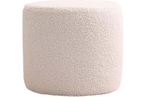 perfk Ottoman Stool Sofa Tea Stool Non Slip Stool Padded Seat Foot Stool Seat Chair Foot Rest Stool Small Footstool for Office Entryway Bedroom, White