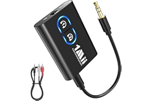1Mii [Upgraded] Transmetteur Récepteur Bluetooth 5.3 pour TV Casque sans Fil, aptX Faible Latence/HD/AD, 3.5MM AUX Adaptateur Audio Bluetooth pour Avion/Stéréo Domestique Hi-FI, Double Connexion