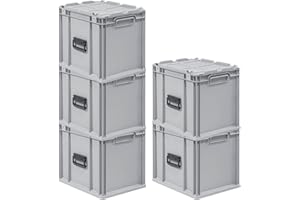 PROREGAL SuperSparSet 5x Eurobox NextGen Portable | HxBxT 33,5x30x40cm | 30 Liter | Eurobehälter, Transportbox, Transportbehälter, Stapelbehälter