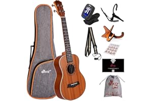 Winzz Ukelele Tenor de 26 Pulgadas Para Adultos - Set Para Principiantes Con Soporte y Cejilla (Caoba, Mate)