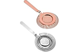 SKJJL 2 pezzi Cocktail Strainer, Stainless Steel Cocktail Strainer Lei, colino da cocktail in acciaio inox per bicchieri e shaker cocktail shaker colino bar strainer per bar club party argento