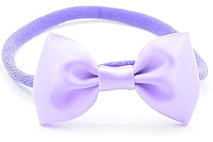 PrettyBoutique Baby Girls Satin Bow Soft Skinny Elastic Nylon Headband Hair Band Accessories