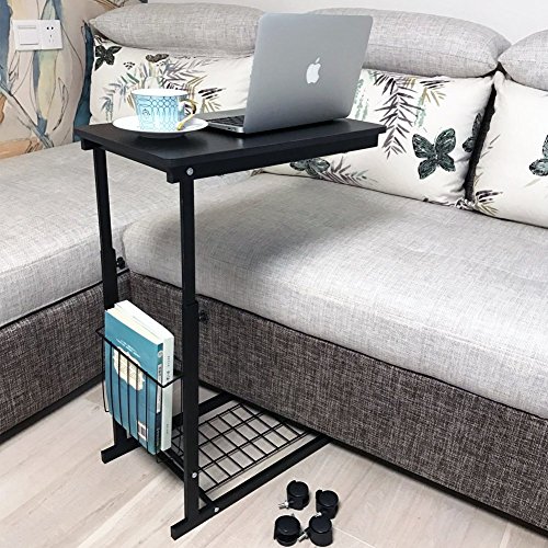 micoe höhenverstellbar mit Rollen Sofa Beistelltisch Slide unter verstellbar Konsole mit Speicher schwarz