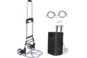 ‎REAWOW REAWOW Schwerlast Sackkarre klappbar Transportkarre bis 80 kg Aluminium Sackkarre klappbare Extra Langer Teleskopgriff 100 cm Mit Einkaufstaschen Expanderseil …