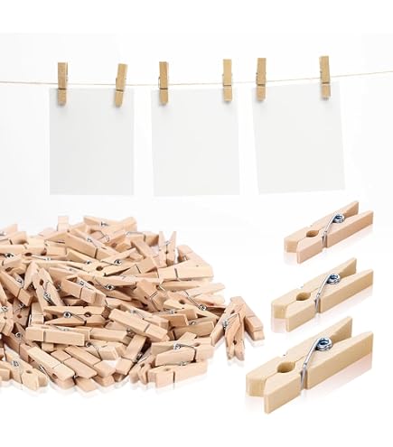 100 Mollette Da Bucato In Legno Da 3,5 Cm | Pratiche E Resistenti | Ideali Per Artigianato, Foto E Tende | Spille Portaoggetti - 4