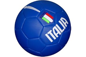 CUCUBA Pallone da Calcio Italia con Stemma della Federazione Italiana Giuoco Calcio - Taglia 5 – Idea Regalo (Blu)