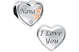 KunBead Jewelry Rose Heart Love Bead Charms for Wife Compatible with Pandora Bracelets