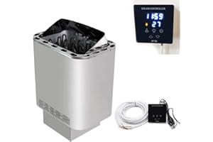 UIGJIOG Sauna Heater 3-9 Kw 30 To 110 °C Overheating Protection Thermostat Sauna Heater Electric Sauna Stove Wet&Dry with External Digital Display Controller Stainless Steel Home SPA Sauna Room