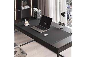 MOZZEILEE Alfombrilla de escritorio con protector de bordes, alfombrilla grande de piel sintética para oficina, hogar, trabajo, estudio, escritura, impermeable, antiincrustante, mouse y teclado (negro, 70 x 40