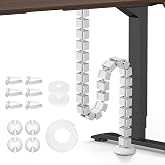 Mimoke Cable Management Slim Line Length: 1290mm Cable Hose Screw Mount Cable Management Spine Modular Cable Organizer (White