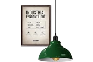LEDSone Industriel Suspension Luminaire Rétro Lustre Plafonnier Vintage Lampe Éclairage de Plafond Abat-jour en Métal pour Restaurant Salon Chambre Cuisine Bar Couloir (Vert)