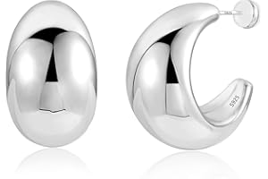 KISSPAT kolczyki damskie, grube prostokątne srebro próby duże geometryczne kolczyki ze sztyftem modne srebrne kolczyki lekkie kolczyki