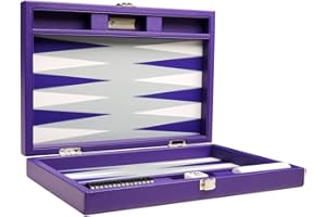 SILVERMAN & CO. 13-inch Premium Backgammon Set - Travel Size - Purple Board