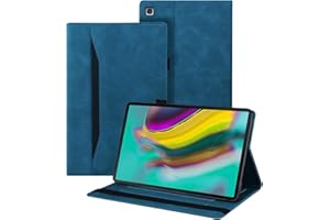 Auslbin Etui do tabletu Samsung Galaxy Tab S5e 10,5 cala 2019 model SM-T720/T725 Premium skóra PU z funkcją podstawki, z otworem na karty, etui ochronne z uchwytem na długopis, niebieskie