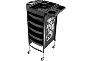 ‎TRIEBAN TRIEBAN Rollwagen Friseurwagen, Faltbare Friseurwagen Arbeitswagen Kosmetikwagen mit 5 Schubladen für Stylist Friseur Haarstyling Beauty Salon (Schwarz)