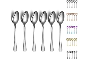 Kyraton 6 Pieces 19cm Stainless Steel Table and Soup Spoons, Dessert Spoons - Dishwasher Safe Set