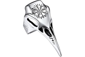 FaithHeart Viking Raven Rings for Men, Personalised Gothic Punk Bird Skull Biker Ring Stainless Steel/Gold/Black, Norse Amulet Ring Size O-Z+3 - With Gift Box