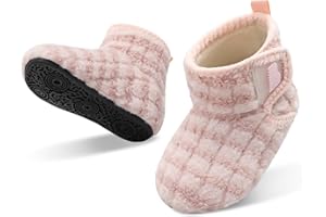 JOINFREE Baby Girls Boys House Shoes Baby Slippers with Non-Slip Rubber Sole Toddlers Cozy Home Booties