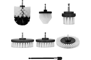 Playcrate Bohrer-Bürstenaufsatz – 7 Stück elektrische Bohrer-Bürsten-Set – ideal für Poolfliesen, Badezimmer, WC, Keramik, Marmor, Auto, Auto (weiß, 7 Stück), Einheitsgröße