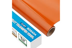 BOSADA Heat Transfer Vinyl 12" x 5ft PU Orange HTV Vinyl Iron on Vinyl for Cricut and DIY T-Shirt Clothing Hats Pillows Fabric