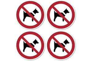 HAVATI Vietato trasportare cani P021 – DIN EN ISO 7010 / ASR A1.3 – Adesivo: Ø 10 cm, 4 pezzi