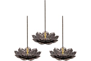 umorismo 3 pieces Retro Lotus Holder Brass Incense Holder Lotus Stick Incense Burner and Cone Incense Holder 6 Incense Holes with Detachable Ash Catcher for Home Office