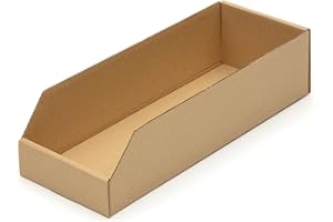 ‎KK VERPACKUNGEN KK Verpackungen® Shelf Boxes, Pack of 50, 400 x 150 x 100 mm, Storage Boxes for Storage Shelves, Cardboard Display Boxes for Small Parts