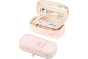 Uotory Big Capacity Pencil Case,Pencil Case for Girls Boys,Big Pencilcase for Kids Teenage School Stationary Office Storage,Portable Office Stationery Makeup Bag (Pink)