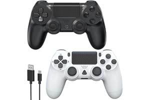 2 Pack Wireless Controller for PS4, YCCTEAM Joystick Game Controller for P-4/Slim/Pro/PC Console With Touch Pad/Dual Vibration/Motion Control/Audio Function (Black+White)