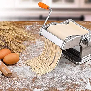 ALXIND? Stainless Steel Pasta Maker & Roller Machine, Noodle Making Dough Roller Cutter Machine Hand Crank and Clamp for Spaghetti and Lasagna Tagliatelle Fettuccine