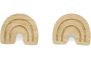 PLT Möbelgriffe im Märchen Motiv für Kindermöbel aus unbehandeltem Eichenholz, Knauf, Knopf, Weltall, Kommode, Schrank, Schublade, Tür, Kinderzimmer, Geschenk (2, Regenbogen)