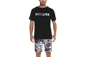 Nieery Mens Pyjamas Shorty Short Sleeve Set Nightwear Pjs Loungewear Camouflage Short Pyjamas Nightwear PJ Sets