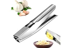 WOKICOR 2 w 1 wyciskarka do czosnku ze stali nierdzewnej do wyciskania większej ilości pasty czosnkowej, nadaje się do mycia w zmywarce, wygodna i łatwa do czyszczenia