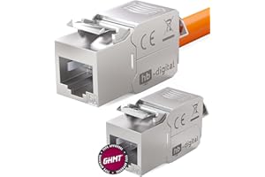 HB-DIGITAL 2x CAT 6a Keystone Modul Jack RJ45 500MHz 10Gbit/s vollgeschirmt STP GHMT zertifiziertes LSA werkzeuglos CAT 6a Kupplung Netzwerk Einbau buchse für Patchpanel Verlegekabel Ethernet LAN