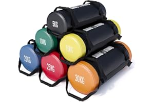 Gorilla Sports Fitness Power Bag - Poids de 5/10/15/20/25/30 kg, Rempli, avec 6 Poignées Antidérapante, en Similicuir - Sac de Sable Musculation, Sacs à Lesté, pour Entraînement, Sandbag, Force, Gym