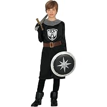 Disfraz De Caballero Medieval Negro Para Niño 7-9 Años - Túnica Y Cinturón Incluidos