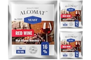 Alcomat Trockenhefe für Rotweinhefe HAT 16% - Gärhefe für Wein - Weinhefe Rotweine - Reinzuchthefe für Rot Wein - 3 Stück