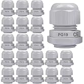 Gebildet 20pcs PG19 Cable Glands, Plastic Waterproof Adjustable 12-16mm IP68 Cable Gland Gasket with Rubber Gaskets, Cable Co
