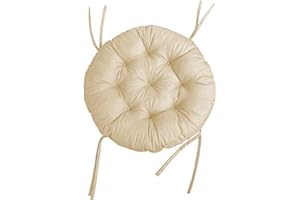 chilly pilley Coussin Rond Impermeable pour Papasan Fauteuil en Rougein Coussin De Fauteuil Jardin Coussin De Siège Matelassé avec Boucles (100cm, Crème)